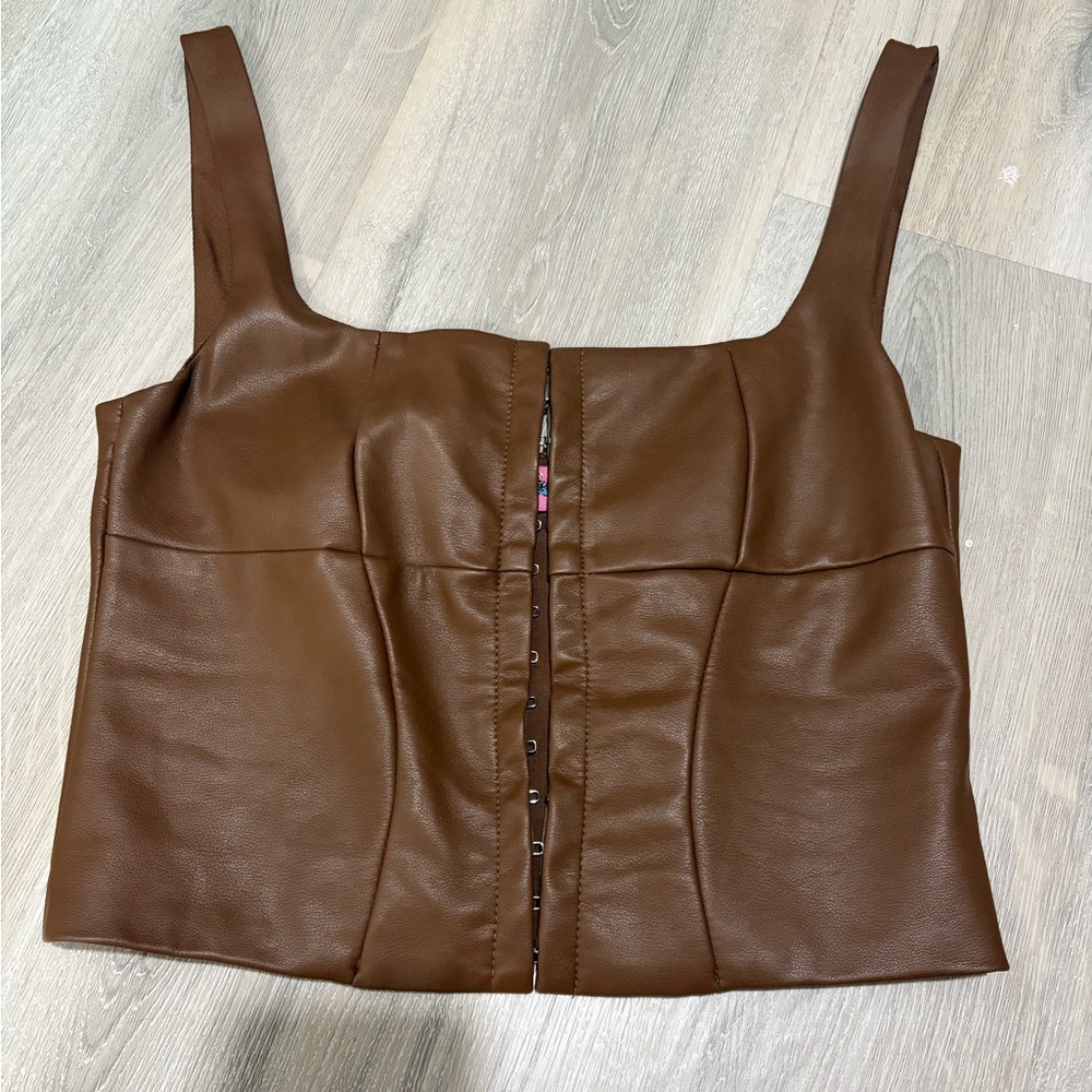 Edikted brown leather corset top